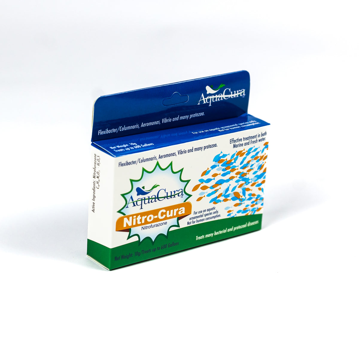 Nitrofurazone – Aqion 10g Powder for Ornamental Aquarium & Pond Fish (Angle)