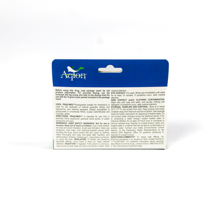 Prazi-Med Praziquantel 10g – FDA Indexed MIF 900-054 Ornamental Finfish Antiparasitic (Back)
